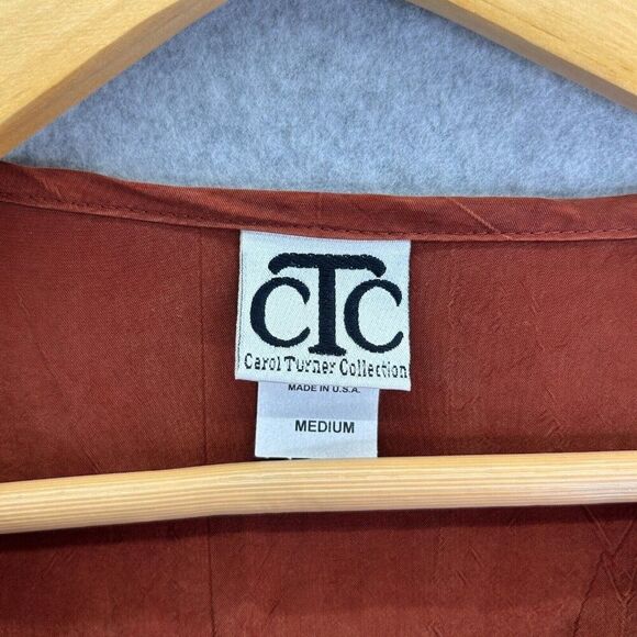 CTC Carol Turner Collection Size Medium Rayon Blouse‎ USA Burnt Orange Top Shirt - Picture 3 of 10